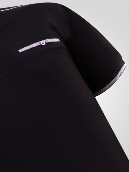 D555 Potts Jersey Polo With Jacquard Collar & Cuffs Zwart - Polo shirts - Grote Maten Poloshirts Heren