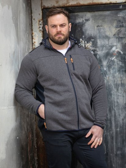 D555 Conrad Detachable Hood Bonded Fleece Zip Through Hoody Navyblauw - Sweaters & hoodies - Sweaters & Hoodies Grote Maten Heren