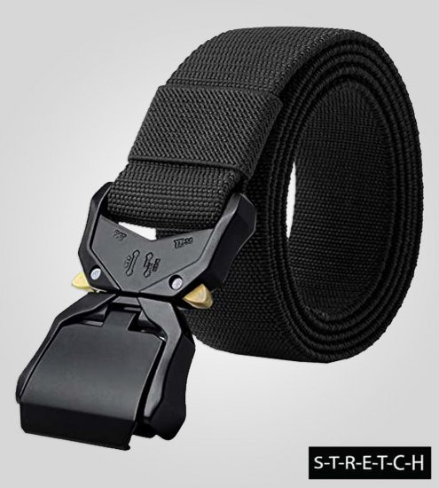 D555 Dale Tactical Stretch Webbing Belt with Heavy Duty Quick Release Buckle Black - Riemen - Grote Maten Heren Riemen