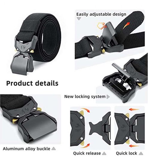 D555 Dale Tactical Stretch Webbing Belt with Heavy Duty Quick Release Buckle Black - Riemen - Grote Maten Heren Riemen