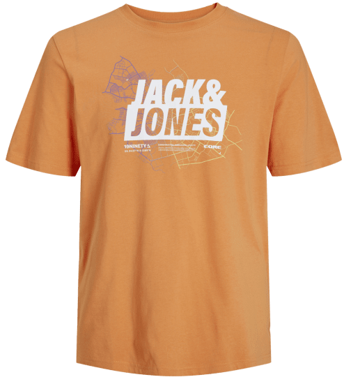 Jack & Jones JCOMAP LOGO T-Shirt Tangerine - T-shirts - Grote Maten T-shirts Heren