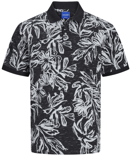 Jack & Jones JORLAFAYETTE AOP Polo Black - Polo shirts - Grote Maten Poloshirts Heren