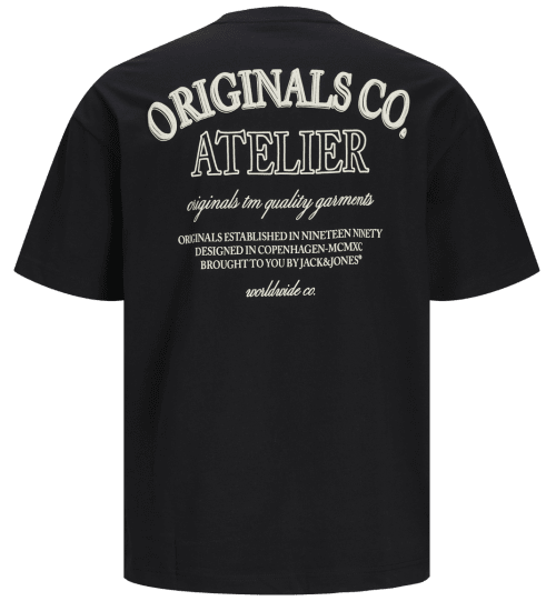 Jack & Jones JORSANTORINI BACK T-Shirt Black - T-shirts - Grote Maten T-shirts Heren