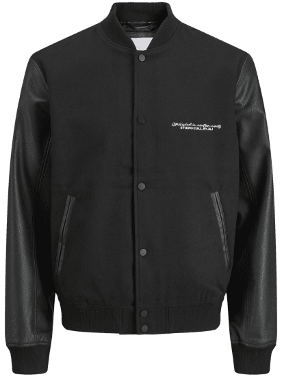 Jack & Jones Ross College Baseball Bomber Jacket Black - Jassen - Grote Maten Herenjassen