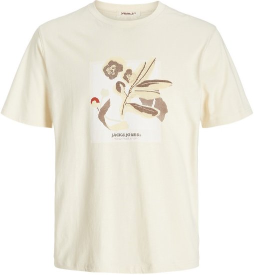 Jack & Jones Almeria Front Print Crew Neck T-Shirt Antique White - T-shirts - Grote Maten T-shirts Heren