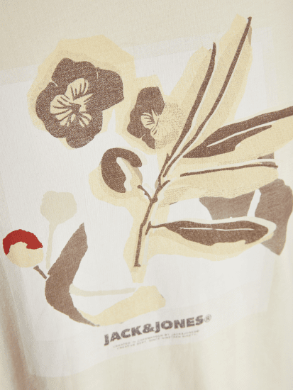 Jack & Jones Almeria Front Print Crew Neck T-Shirt Antique White - T-shirts - Grote Maten T-shirts Heren