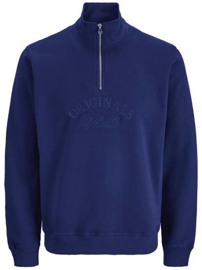Jack & Jones Bleecker Branding High Neck Sweatshirt Ocean Cavern - Sweaters & hoodies - Sweaters & Hoodies Grote Maten Heren