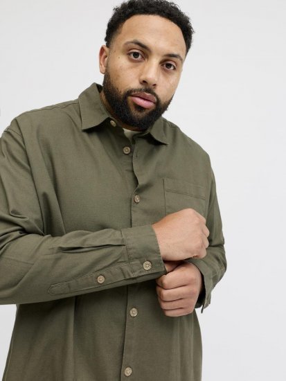 Jack & Jones Tristan Overshirt kaki - Overhemden - Overhemden Grote Maten Heren