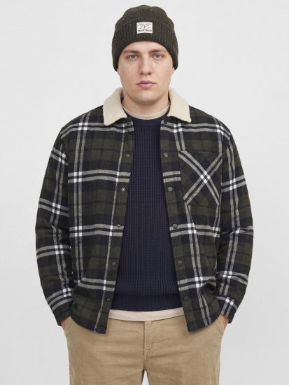 Jack & Jones Zac Teddy Overshirt Groen - Jassen - Grote Maten Herenjassen