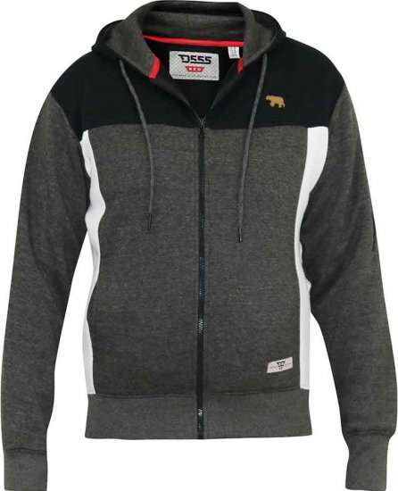 D555 NATHAN Full Zip Hoody With Cut And Sew Detail Black/Charcoal - Sweaters & hoodies - Sweaters & Hoodies Grote Maten Heren
