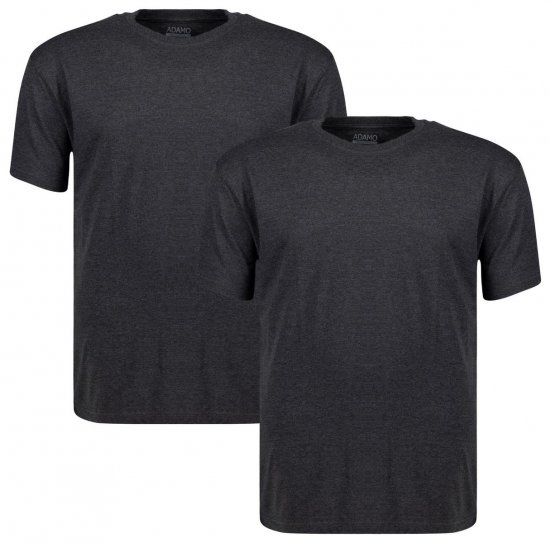 Adamo 129420 T-shirt 2-pack Donkergrijs melange - T-shirts - Grote Maten T-shirts Heren