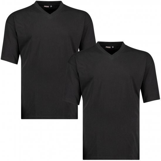 Adamo Maverick Comfort fit 2-pack V-neck T-shirt Black - T-shirts - Grote Maten T-shirts Heren