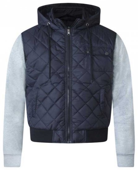 D555 Willie Hooded Quilted Jacket with Fleece sleeves - Jassen - Grote Maten Herenjassen