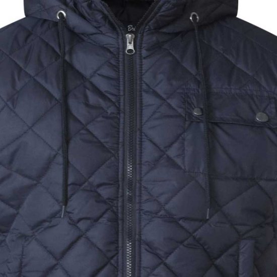 D555 Willie Hooded Quilted Jacket with Fleece sleeves - Jassen - Grote Maten Herenjassen