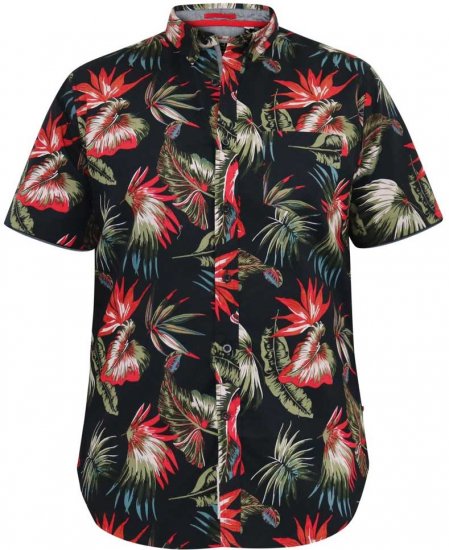 D555 LENNOX Hawaiian AO Print Shirt Black - Overhemden - Overhemden Grote Maten Heren