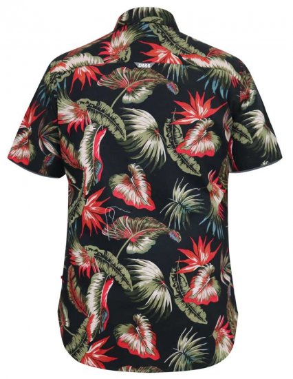 D555 LENNOX Hawaiian AO Print Shirt Black - Overhemden - Overhemden Grote Maten Heren