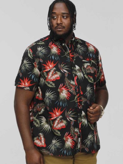 D555 LENNOX Hawaiian AO Print Shirt Black - Overhemden - Overhemden Grote Maten Heren