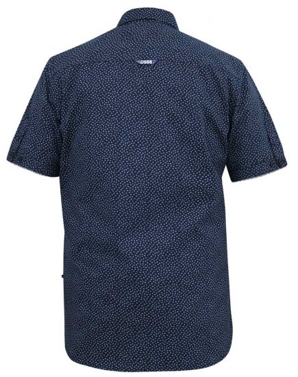 D555 BRODY S/S Micro AO Print Shirt Navy - Overhemden - Overhemden Grote Maten Heren
