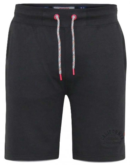 D555 STEFAN1 Elasticated Waist Loop Back Shorts Black - Joggingbroeken & shorts - Joggingbroeken & Shorts Heren Grote Maten