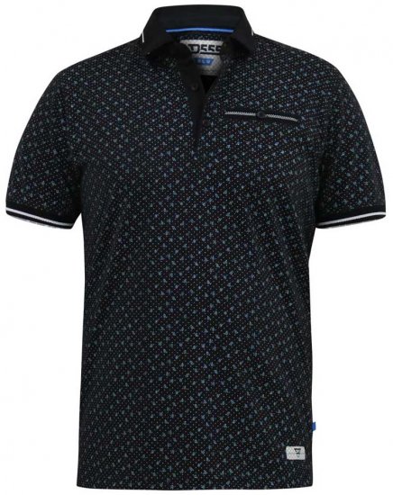 D555 WILSON AO Printed Polo Shirt Black - Polo shirts - Grote Maten Poloshirts Heren