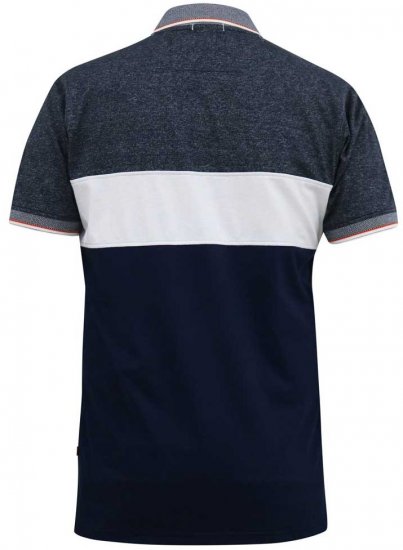 D555 EMERSON Cut And Sew Polo With Jacquard Collar Navy - Polo shirts - Grote Maten Poloshirts Heren