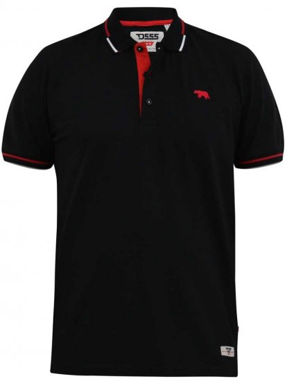 D555 SALFORD 2 Pique Polo Black - Polo shirts - Grote Maten Poloshirts Heren