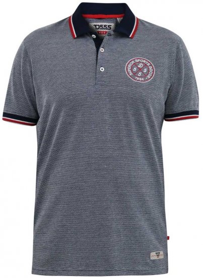 D555 KEMSTON Birds Eye Pique Polo Navy/White - Polo shirts - Grote Maten Poloshirts Heren