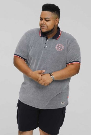 D555 KEMSTON Birds Eye Pique Polo Navy/White - Polo shirts - Grote Maten Poloshirts Heren