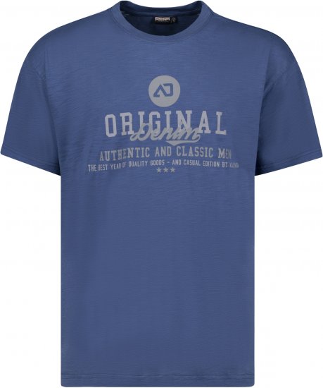 Adamo Sandro Regular fit Slub effect T-shirt Indigo Blue - T-shirts - Grote Maten T-shirts Heren