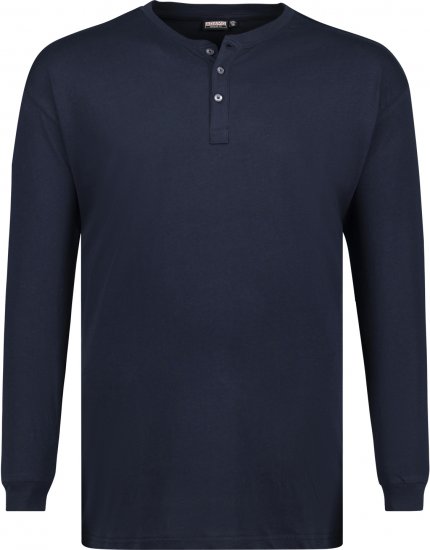 Adamo Sven Regular fit Serafino Long sleeve T-shirt Navy - T-shirts - Grote Maten T-shirts Heren