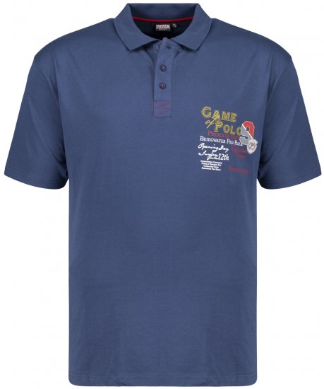 Adamo Perth Printed Polo Shirt Denim Blue - Polo shirts - Grote Maten Poloshirts Heren