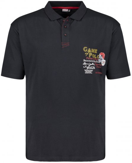 Adamo Perth Printed Polo Shirt Black - Polo shirts - Grote Maten Poloshirts Heren