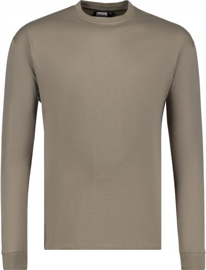 Adamo Floyd Comfort fit Long sleeve T-shirt Khaki - T-shirts - Grote Maten T-shirts Heren