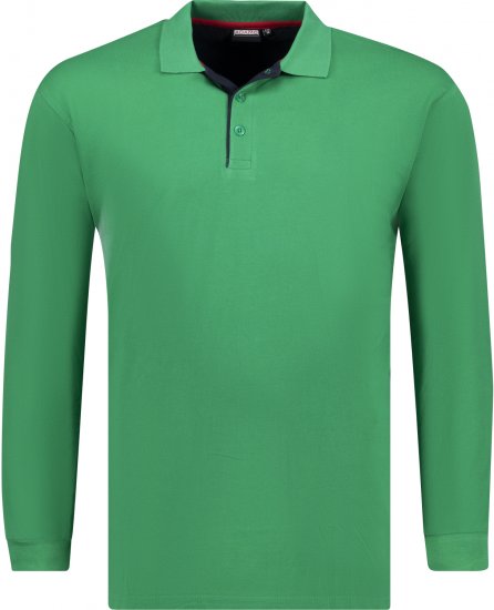 Adamo Peter Comfort fit Long sleeve Polo Green - Polo shirts - Grote Maten Poloshirts Heren