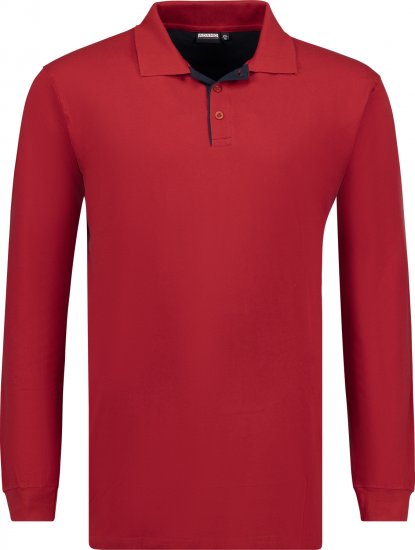 Adamo Peter Comfort fit Long sleeve Polo Red - Polo shirts - Grote Maten Poloshirts Heren