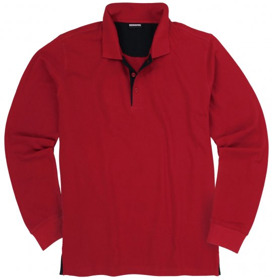 Adamo Peter Comfort fit Long sleeve Polo Red - Polo shirts - Grote Maten Poloshirts Heren