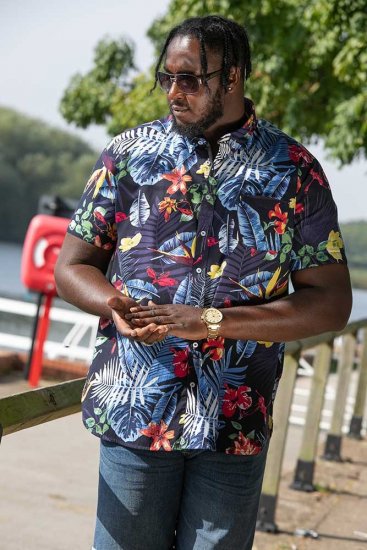 D555 TOBY Multi Colour Hawaiian AO Print Shirt - Overhemden - Overhemden Grote Maten Heren