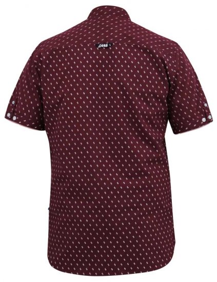 D555 DUNSTABLE S/S Micro AO Print Shirt Burgundy - Overhemden - Overhemden Grote Maten Heren