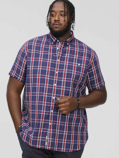 D555 ROYSTON S/S Shirt Navy - Overhemden - Overhemden Grote Maten Heren