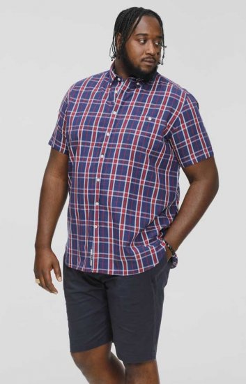 D555 ROYSTON S/S Shirt Navy - Overhemden - Overhemden Grote Maten Heren