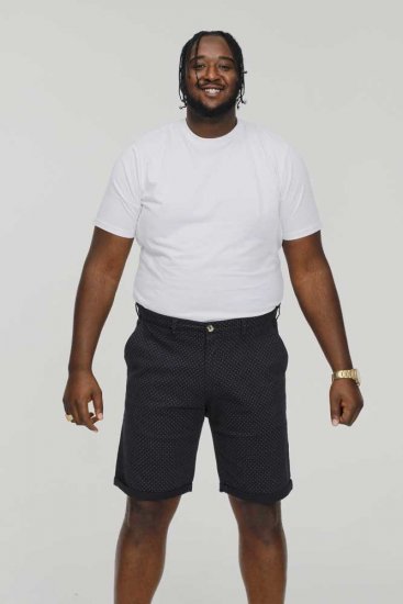 D555 DUDLEY AO Printed Stretch Chino Shorts Navy - Korte broeken - Grote Maten Korte Broeken Heren