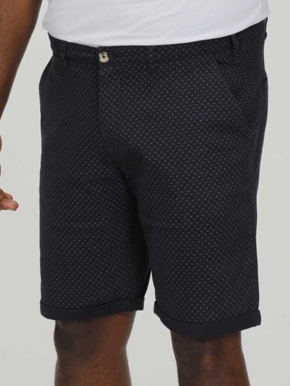 D555 DUDLEY AO Printed Stretch Chino Shorts Navy - Korte broeken - Grote Maten Korte Broeken Heren