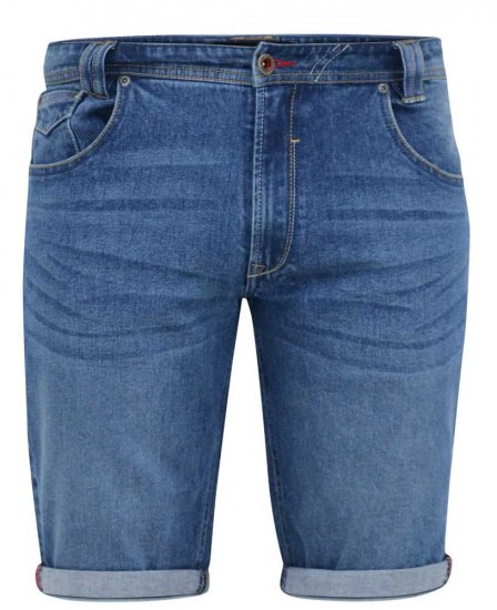 D555 JONES Stretch Denim Shorts Blue Stonewash - Korte broeken - Grote Maten Korte Broeken Heren
