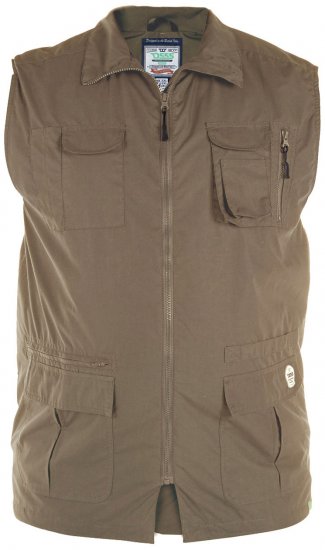 D555 Enzo Multi Pocket Waistcoat Brown - Alle kleding 2XL-14XL - Herenkleding in grote maten