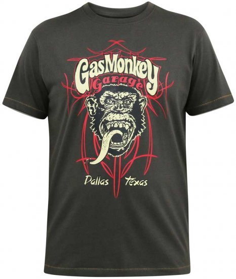 D555 DALLAS Official Gas Monkey Printed Crew Neck T-Shirt Khaki - T-shirts - Grote Maten T-shirts Heren