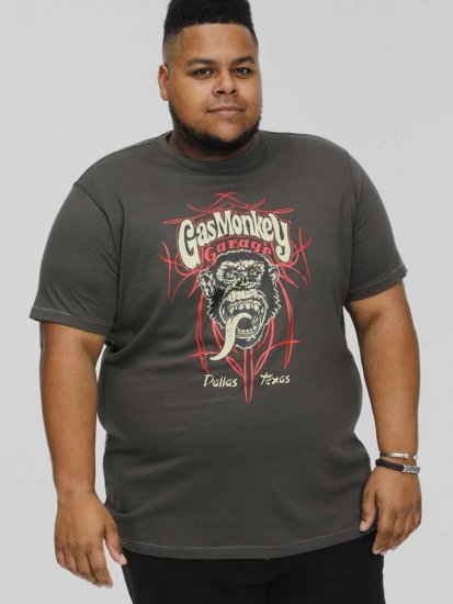 D555 DALLAS Official Gas Monkey Printed Crew Neck T-Shirt Khaki - T-shirts - Grote Maten T-shirts Heren