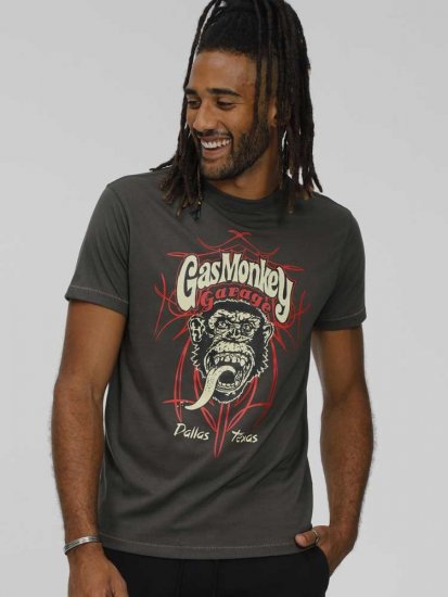 D555 DALLAS Official Gas Monkey Printed Crew Neck T-Shirt Khaki - T-shirts - Grote Maten T-shirts Heren
