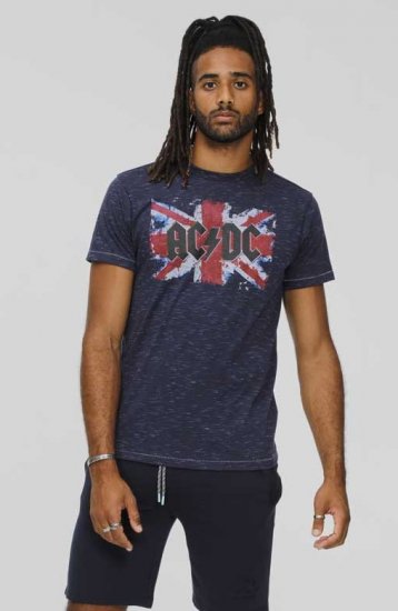 D555 DENNIS Official AC/DC Printed Crew Neck T-Shirt Navy Reno - T-shirts - Grote Maten T-shirts Heren
