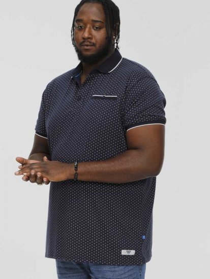 D555 DARWIN AO Printed Polo Shirt Navy - Polo shirts - Grote Maten Poloshirts Heren