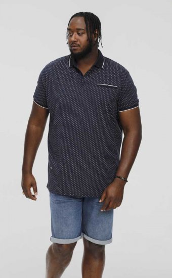 D555 DARWIN AO Printed Polo Shirt Navy - Polo shirts - Grote Maten Poloshirts Heren